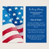 Veteran Memorial Funerary Prayer Card USA Flag (Vorne & Hinten)