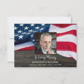 Veteran Memorial Patriotic USA Flag Foto Beileid Dankeskarte (Vorderseite)