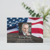 Veteran Memorial Patriotic USA Flag Foto Beileid Dankeskarte (Stehend Vorderseite)