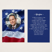 Veteran Memorial Prayer Card Foto Patriotische Fla (Vorne & Hinten)