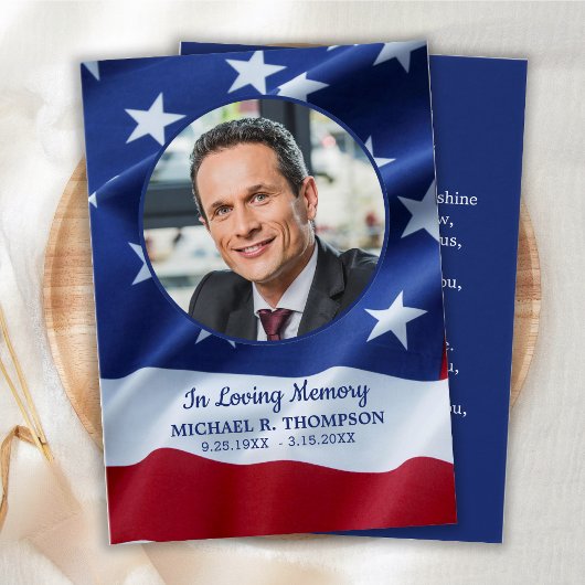 Veteran Memorial Prayer Card Foto Patriotische Fla