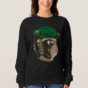 Veteran Mops Dog Army Soldier Funny Animal Militär Sweatshirt