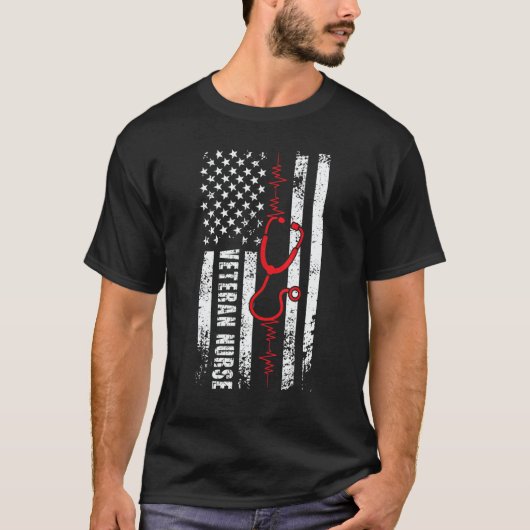 Veteran Nurse American Flag Veteran Nursing T-Shirt (Vorderseite)