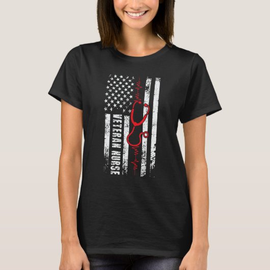 Veteran Nurse American Flag Veteran Nursing T-Shirt (Vorderseite)