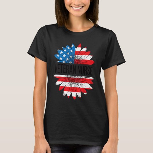 Veteran Nurse Sunflower US Flag Veteran Nursing T-Shirt (Vorderseite)