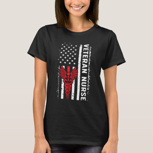 Veteran Nurse US Flag Veteran Pflege 3 T-Shirt (Vorderseite)