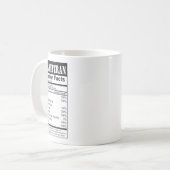 Veteran Nutritional Facts | Militärische Anerkennu Kaffeetasse (Vorderseite Links)