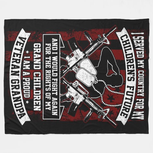 Veteran Opa Fleecedecke (Vorderseite (Horizontal))