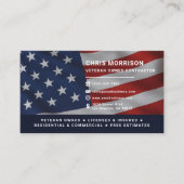Veteran Owned Contractor Professional Visitenkarte (Vorderseite)