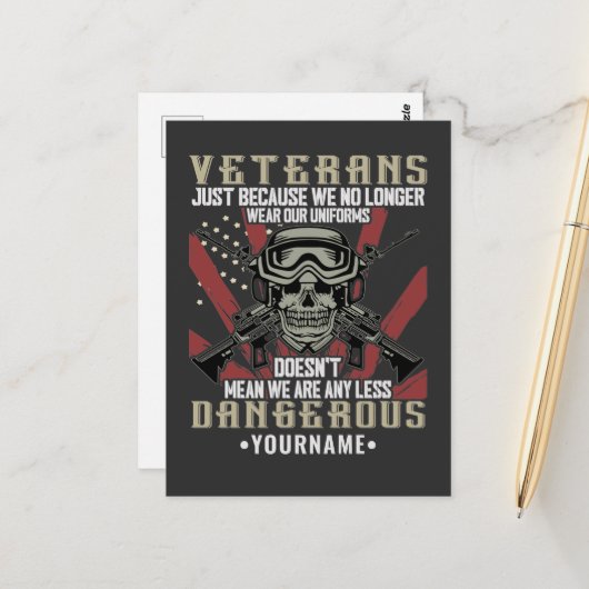 Veteran Patriotic USA Funny Spaß Postkarte (Vorderseite/Rückseite Beispiel)