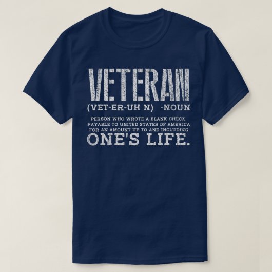 Veteran schrieb Blank Karo zahlbar United Staaten  T-Shirt (Design vorne)