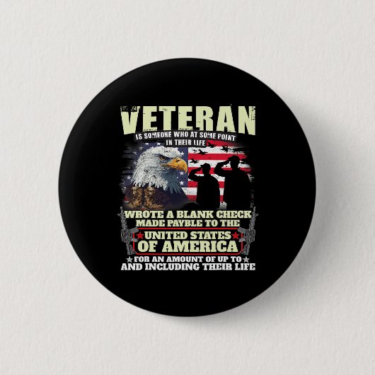 Veteran schrieb leere Karo Military Veteran Button (Vorderseite)