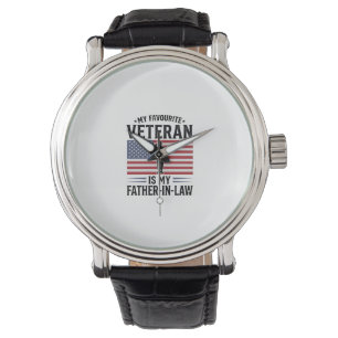 Veteran Schwiegervater Patriotisches Vintage-Zitat Armbanduhr