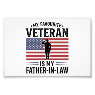 Veteran Schwiegervater Patriotisches Vintage-Zitat Fotodruck