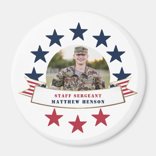 Veteran Service Foto Red White Blue Magnet (Vorne)