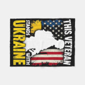 Veteran steht mit der Ukraine - Patriotische ameri Fleecedecke (Vorderseite (Horizontal))