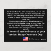 Veteran-Tageskarten Postkarte (Rückseite)