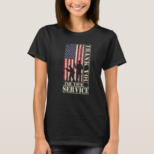 Veteran Thank You For Your Service US Flag Veteran T-Shirt (Vorderseite)