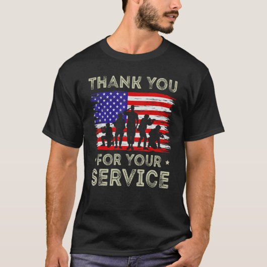Veteran Thank You For Your Service US Flag Veteran T-Shirt (Vorderseite)