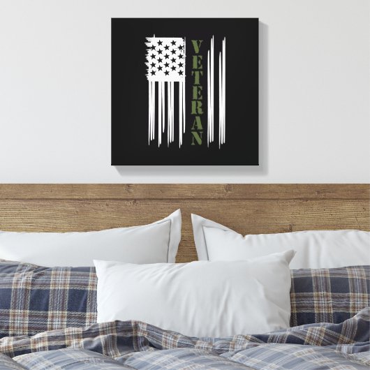 Veteran USA Flag Happy Veterans Day Support Leinwanddruck (Insitu (Schlafzimmer))