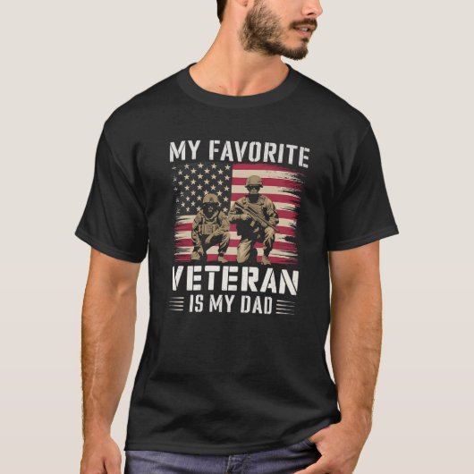 Veteran Vater Amerikanische Flagge Proud Militär K T-Shirt (Vorderseite)