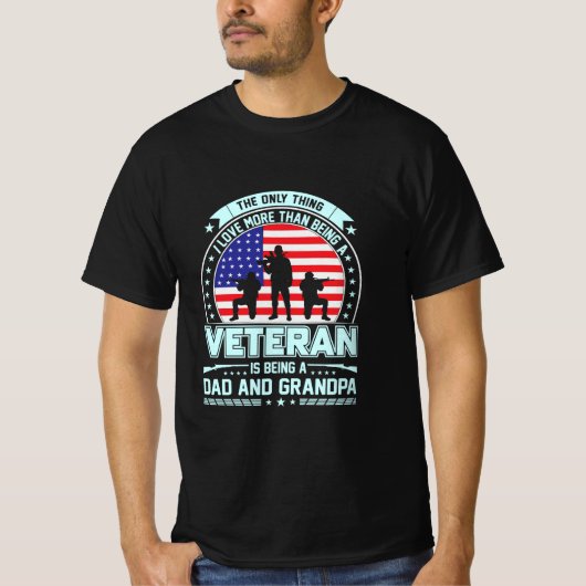 Veteran Vater und Großvater USA Veteran Day T-Shirt (Vorderseite)