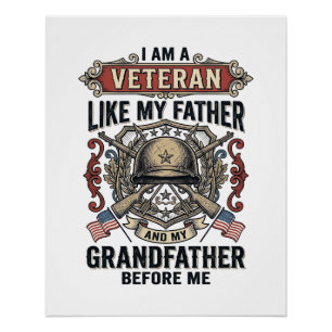 Veteran wie mein Vater Großvater vor mir Desig Poster