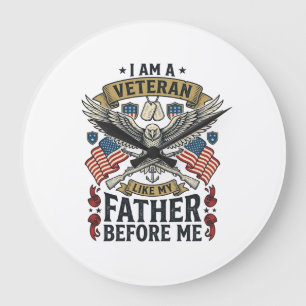 Veteran wie mein Vater vor mir Adler Große Wanduhr