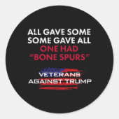 Veteranen Anti-Trump Entwurf Dodger Knochen Spuren Runder Aufkleber (Vorderseite)