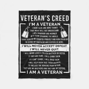 Veteranen-Creed Patriot Krieg USA Eid Opa Fleecedecke