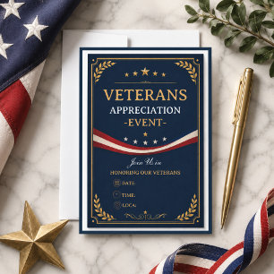 Veteranen Danke Patriotische Militärparty Einladung