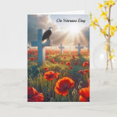 Veteranen Day Bald Eagle auf dem Militärkreuz Karte (Gelbe Blume)