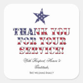 Veteranen Day Vielen Dank für Ihren Service Quadratischer Aufkleber (Vorderseite)