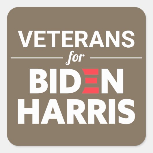 Veteranen für Biden Harris Custom Text Brown Tan Quadratischer Aufkleber (Vorderseite)
