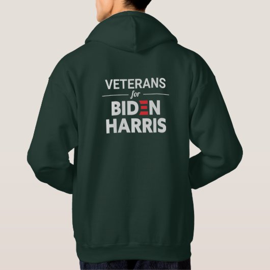 Veteranen für Biden Harris Custom Text Green Hoodie (Rückseite)