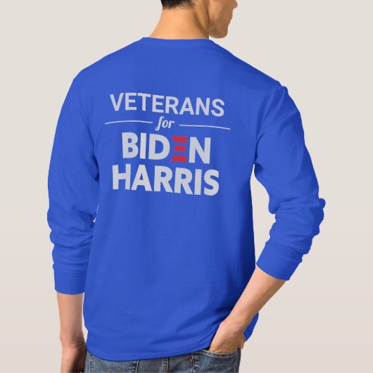 Veteranen für Biden Harris Custom Text Royal Blue T-Shirt (Rückseite)