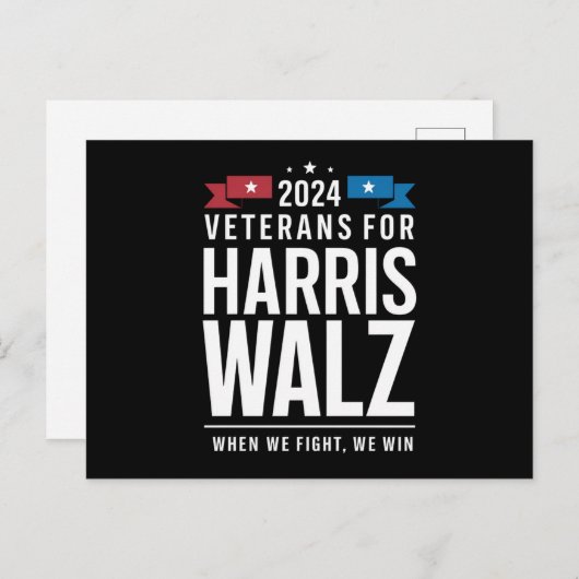 Veteranen für Harris Walz 2024 Präsident Postkarte (Vorne/Hinten)