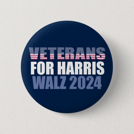 Veteranen für Harris Walz 2024 Wahl Blue Button (Vorderseite)