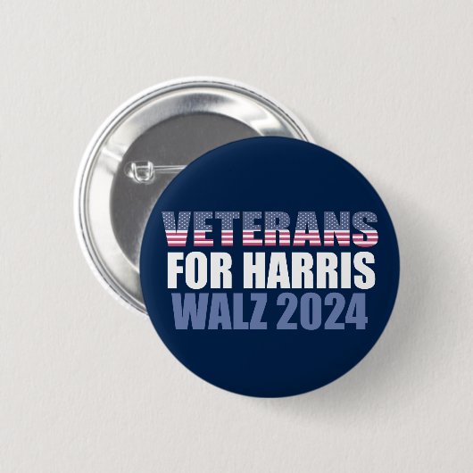 Veteranen für Harris Walz 2024 Wahl Blue Button (Vorne & Hinten)
