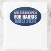 Veteranen für Harris Walz 2024 Wahl Blue Ovaler Aufkleber (Tasche)
