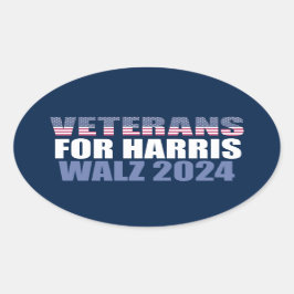 Veteranen für Harris Walz 2024 Wahl Blue Ovaler Aufkleber