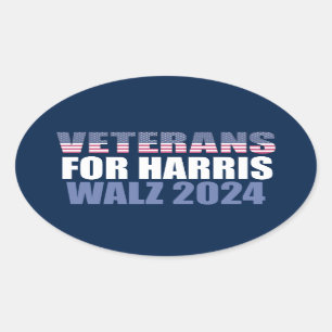 Veteranen für Harris Walz 2024 Wahl Blue Ovaler Aufkleber