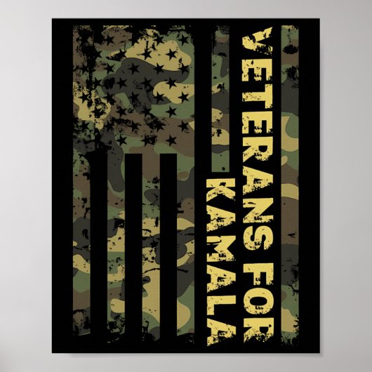 Veteranen für Kamala Camouflage American Flag Harr Poster (Vorne)