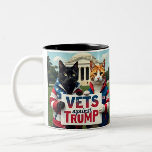 Veteranen gegen Trump Cat Zweifarbige Tasse