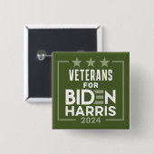 Veteranen Olive Green für Biden Harris - 2024 Button (Vorne & Hinten)