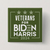Veteranen Olive Green für Biden Harris - 2024 Button (Vorderseite)