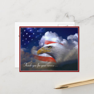 Veteranen-Tag-Amerikanische-Flagge-und-Adler-Grußk Postkarte