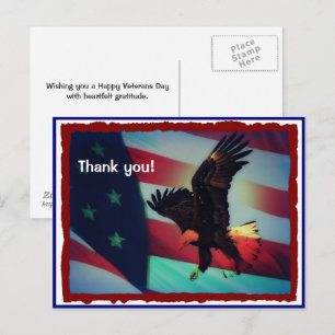 Veteranen-Tag-Amerikanische-Flagge-und-Adler-Grußk Postkarte