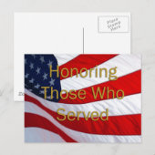 Veteranen-Tag Ehre für die Diener Postkarte (Vorne/Hinten)