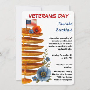 Veteranen-Tag Pfannkuchen-Frühstücksfeier Einladung